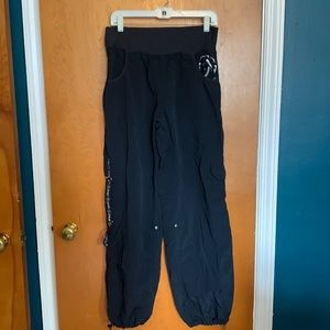 Zumba Black & Silver High Waist Cargo Pants with side Tassels XXL Cargo pants